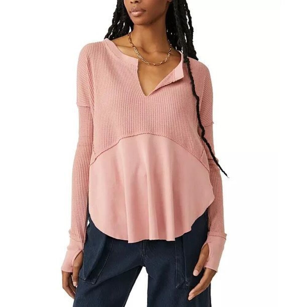 We The Free Monterey Thermal Split-Neck pink hi low top size XS